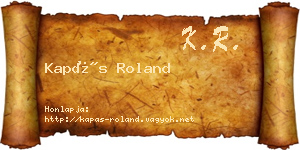 Kapás Roland névjegykártya
